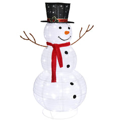HAOYYE Snowman Garden Decoration White 120 LED Lights with Snow Fleece, Durable Iron Frame and Branch Hands, Outdoor Holiday Yard Ornament for Front Porch, Lawn, Patio and Seasonal Display