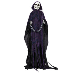 HAOYYE 6FT Halloween Outdoor Life-Size Animatronic Grim Reaper with Chain, Sound-Activated Scary Halloween Party Decoration, Creepy Haunted House Prop for Garden Yard Lawn, Spooky Holiday Decor