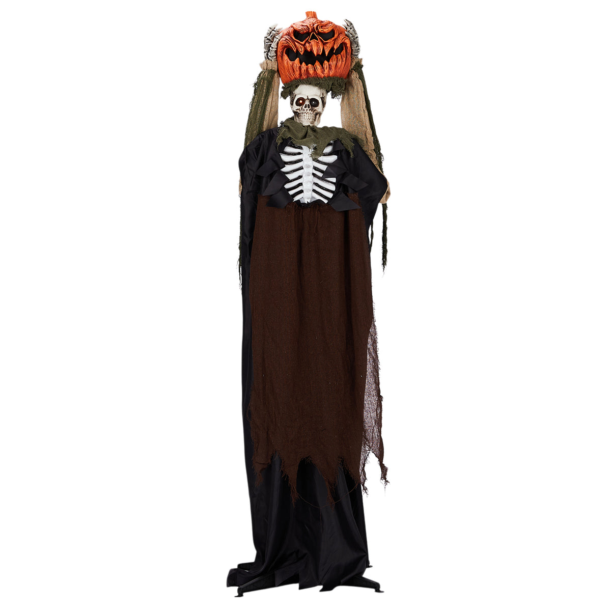 HAOYYE 5.6FT Inflatable Halloween Ghost Decoration with Pumpkin Head, Life-Size Animatronic Sound-Activated Halloween Yard Decor, Scary Haunted House Props for Garden, Lawn, Party, Outdoor Halloween Display
