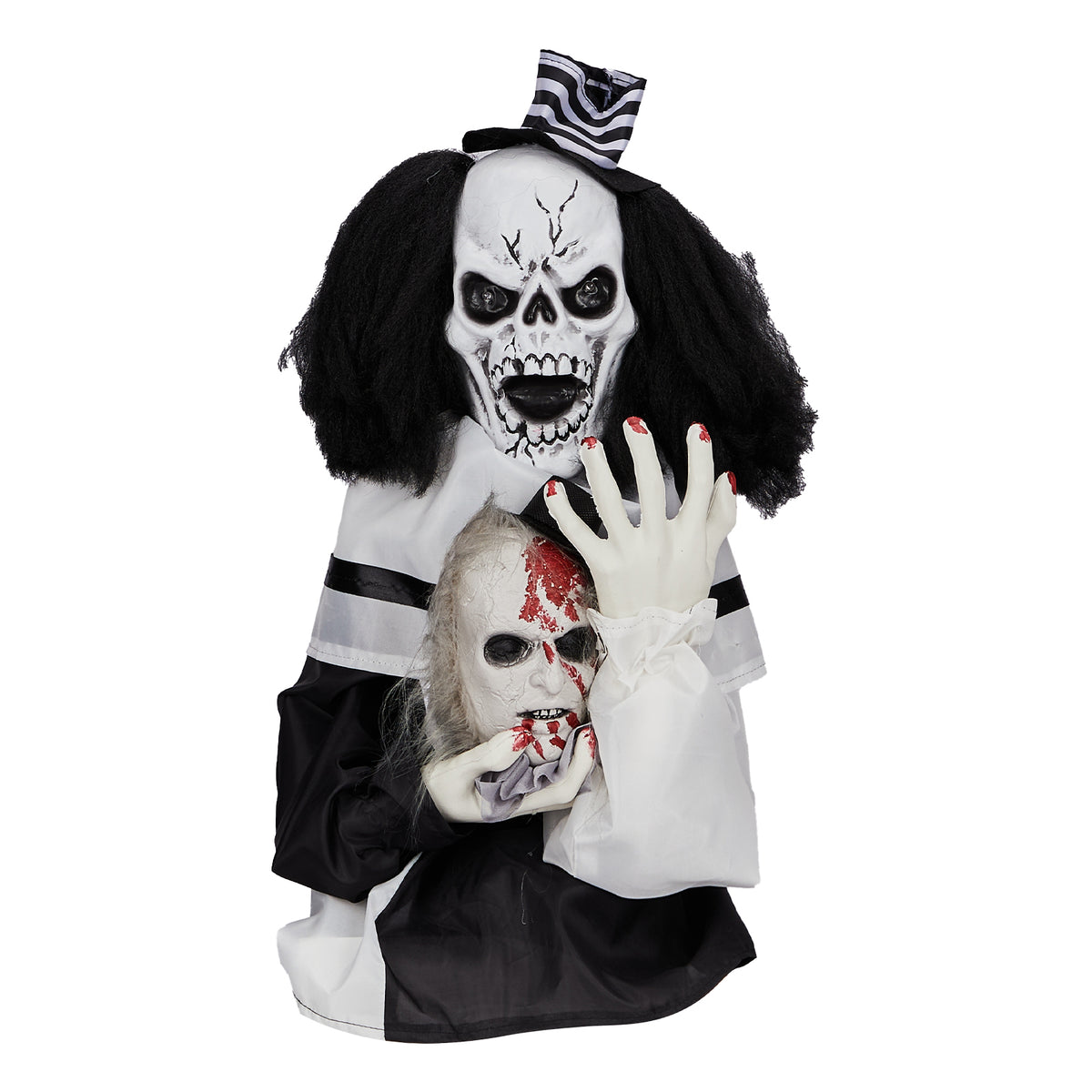 HAOYYE 1.8 FT Halloween Decoration Scary Clown Animatronic with Sound Activation, Creepy Voice Effects, Party Decor and Haunted House Prop for Indoor or Outdoor Table Yard Lawn, Spooky Horror Halloween Atmosphere