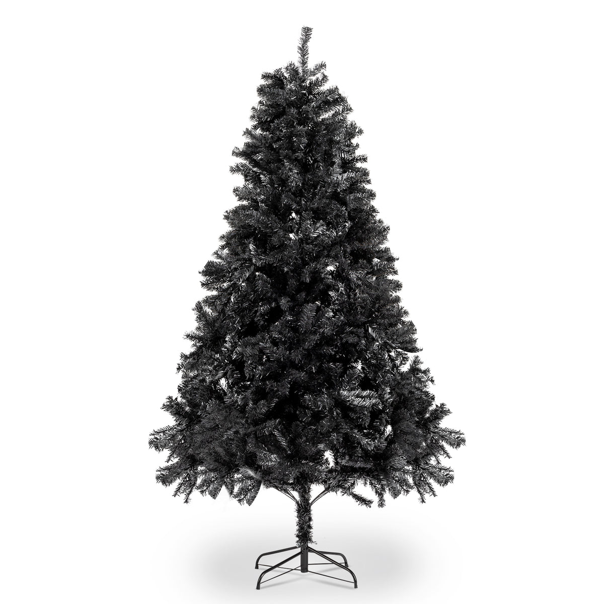 HAOYYE Black Artificial Christmas Tree with 1500 Branch Tips, Durable PVC Branches and Stable Iron Base, Full Lush Holiday Decoration for Home Office Party, Easy Assembly and Elegant Festive Style