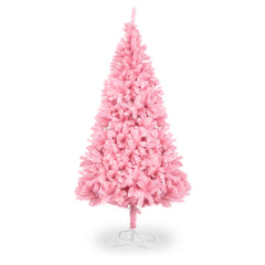 HAOYYE Pink Artificial Christmas Tree with 1800 Branch Tips, Durable PVC Branches and Stable Iron Base, Pre-Lit Holiday Decoration for Home Office Party, Full Lush Tie Tree with Easy Assembly and Elegant Festive Style