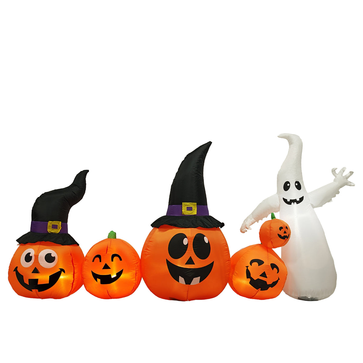 HAOYYE 8FT Halloween Inflatable Ghost and Pumpkin Decoration with Waving Hands, LED Lights, Quick Setup, Weather-Resistant Outdoor Yard and Garden Party Decor for Haunted Halloween Display