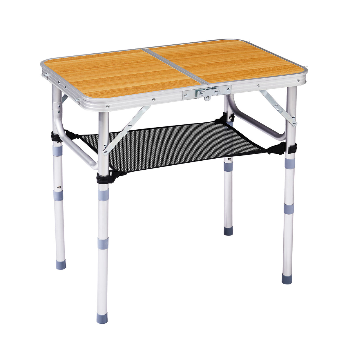 HAOYYE Wooden Pattern with 3 Adjustable Heights Outdoor Folding Camping Table, Portable Aluminum Foldable Patio Side Table, Lightweight and Durable Design with Carry Handle for Hiking, Picnic, BBQ, Beach, Indoor or Outdoor Use