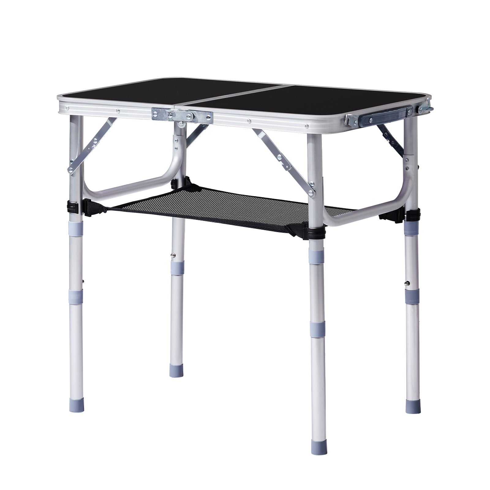 HAOYYE Black with 3 Adjustable Height Outdoor Folding Camping Table, Portable Aluminum Foldable Patio Side Table, Lightweight and Durable Design with Carry Handle for Hiking, Picnic, BBQ, Beach, Indoor or Outdoor Use