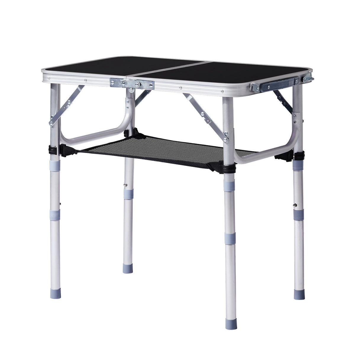 HAOYYE Black with 3 Adjustable Height Outdoor Folding Camping Table, Portable Aluminum Foldable Patio Side Table, Lightweight and Durable Design with Carry Handle for Hiking, Picnic, BBQ, Beach, Indoor or Outdoor Use