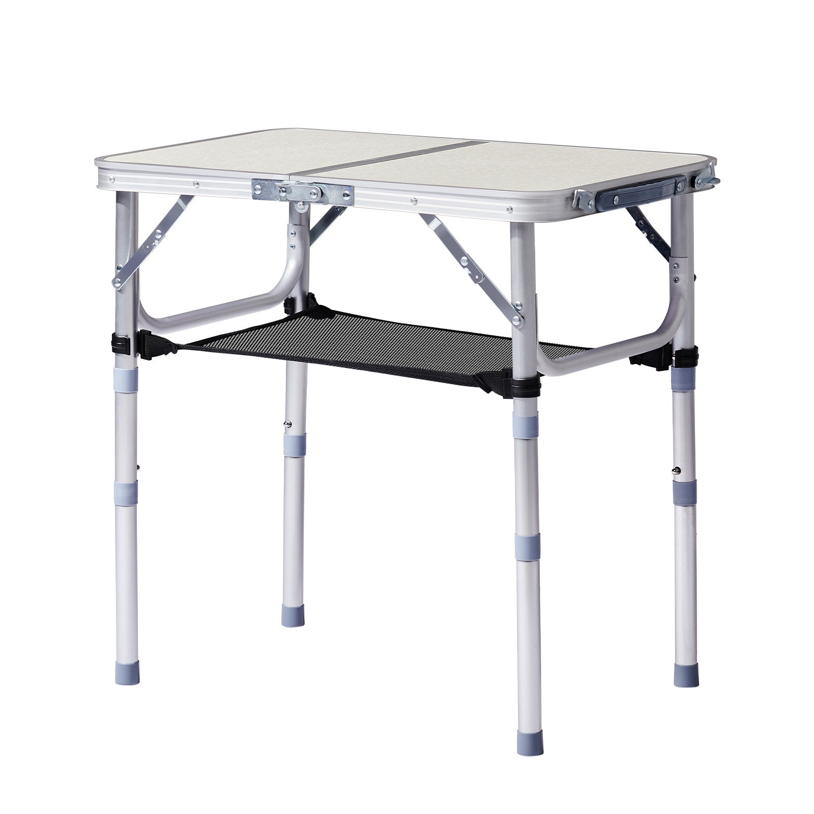 HAOYYE White with 3 Adjustable Heights Outdoor Folding Camping Table, Portable Aluminum Foldable Patio Side Table, Lightweight and Durable Design with Carry Handle for Hiking, Picnic, BBQ, Beach, Indoor or Outdoor Use