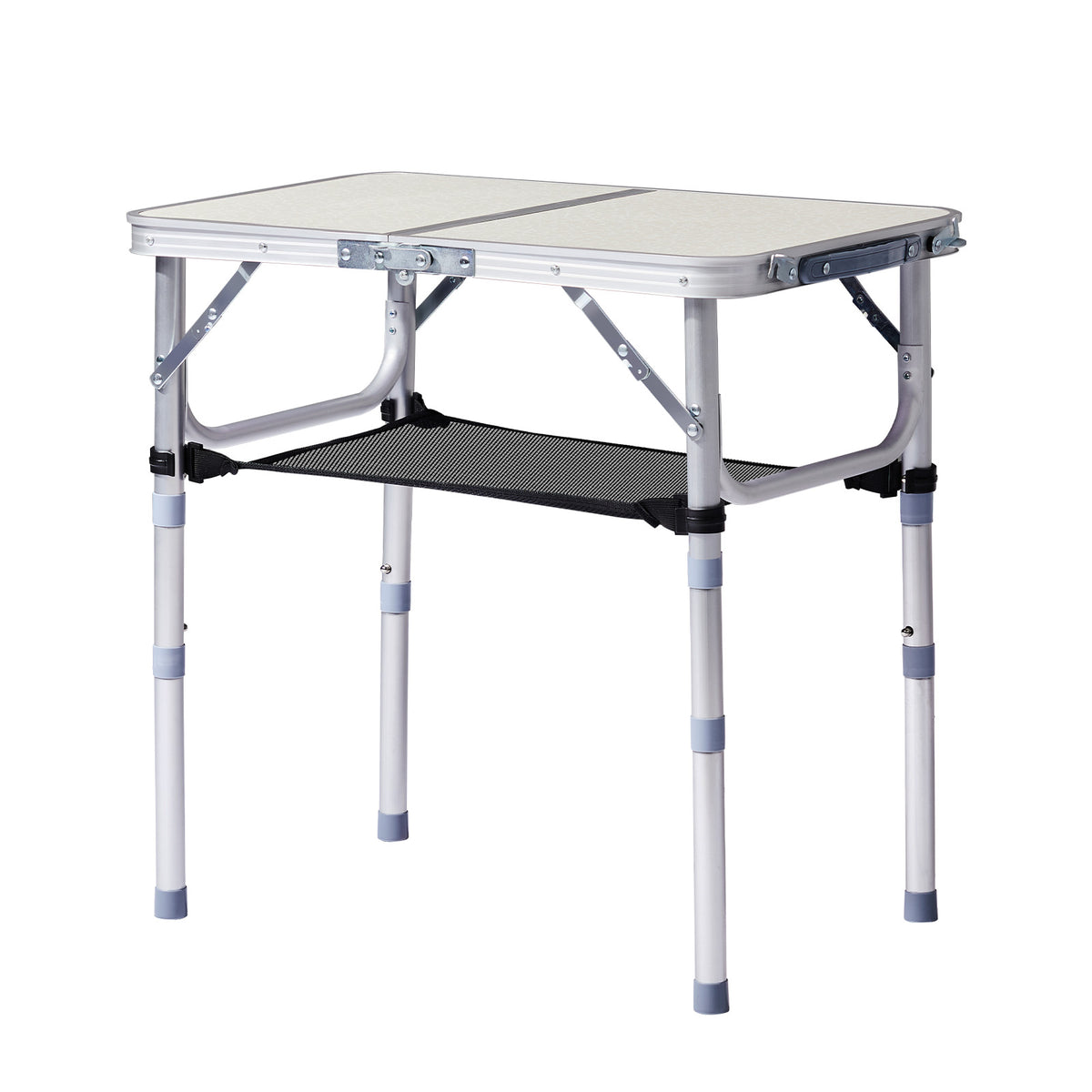 HAOYYE White with 3 Adjustable Heights Outdoor Folding Camping Table, Portable Aluminum Foldable Patio Side Table, Lightweight and Durable Design with Carry Handle for Hiking, Picnic, BBQ, Beach, Indoor or Outdoor Use