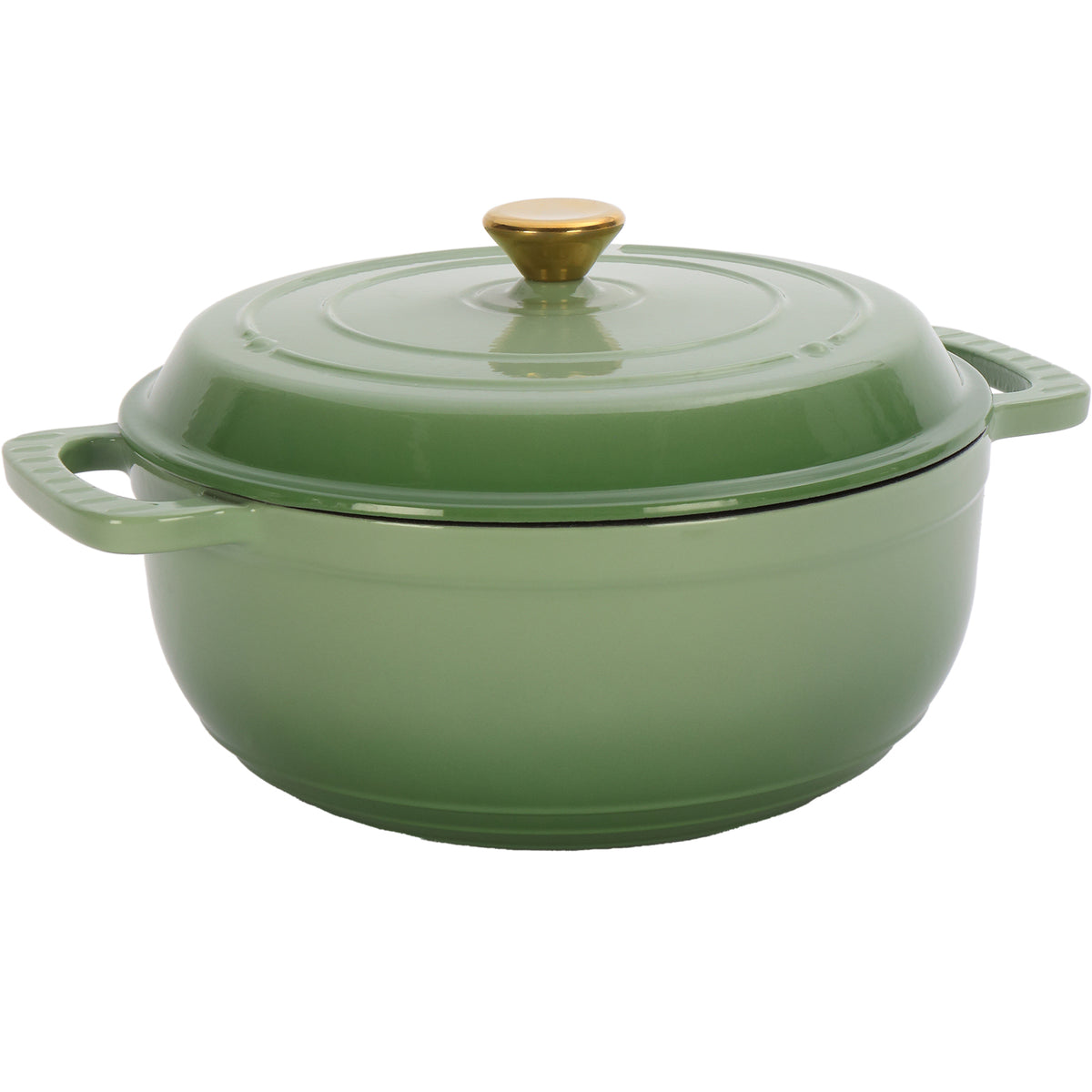 HAOYYE Cast Iron 6QT Cooking Pot Gradient Green Enamel Coating with Two Silicone Gloves Heavy Duty Durable Dutch Oven for Stovetop Oven and Outdoor Cooking Perfect for Stews Soups Casseroles and Everyday Meals