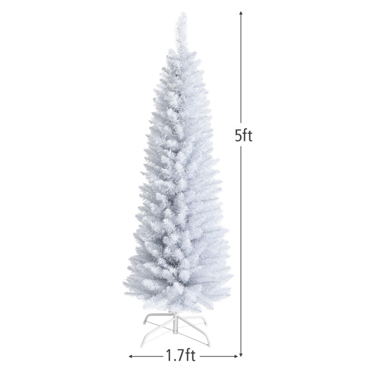HAOYYE White Artificial Christmas Pencil Tree with Lifelike Branches and Dense Foliage Slim Holiday Decoration for Home Office Party Indoor Display with Folding Metal Stand Easy Assembly and Reusable