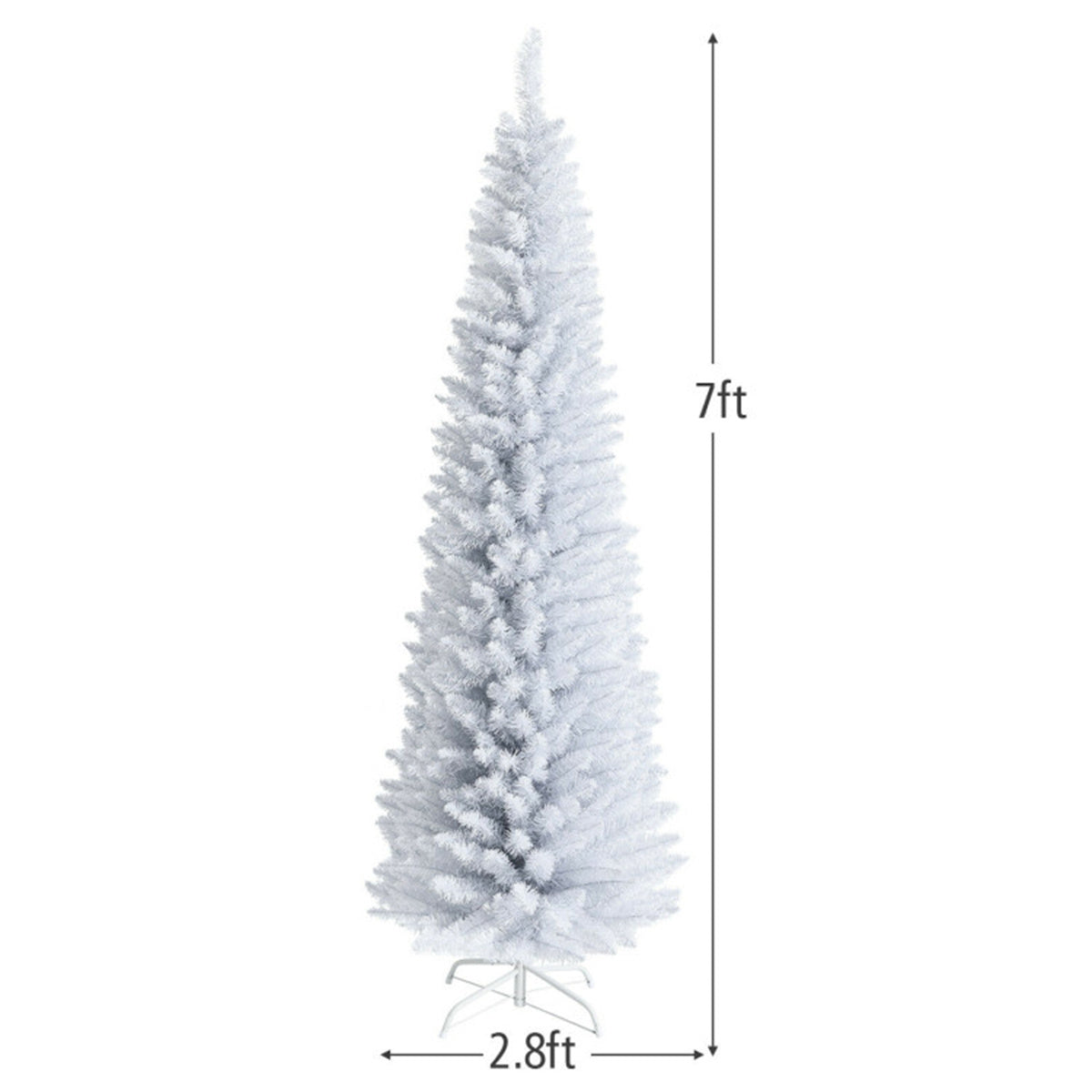 HAOYYE White Artificial Christmas Pencil Tree with Lifelike Branches and Dense Foliage Slim Holiday Decoration for Home Office Party Indoor Display with Folding Metal Stand Easy Assembly and Reusable