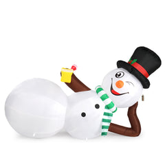 HAOYYE 9.8 FT Inflatable Lighted Christmas Lying Snowman Outdoor Holiday Yard Lawn Garden Decorations Built-In LED Lights Funny Festive Blow Up Décor for Party Front Porch Display