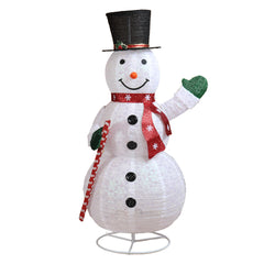 HAOYYE 5.7FT Lighted Snowman Holding Candy Cane Christmas Yard Decoration, Pre-Lit Pull-Up Snowman with 210 White LED Lights, Festive Holiday Display for Outdoor Lawn, Garden, Front Yard, Porch, or Indoor Xmas Decor