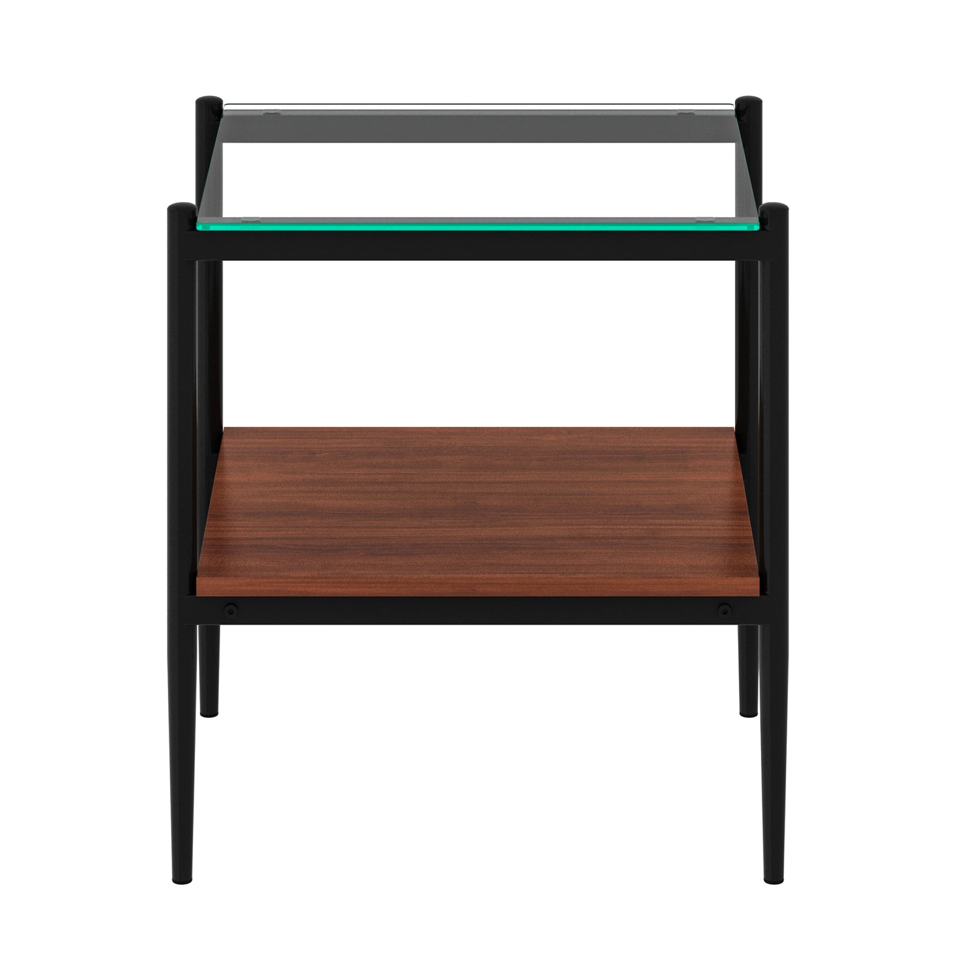 HAOYYE Set of 2 Rectangle End Table, Tempered Glass Tabletop with MDF layer, Modern Table for Living Room , Transparent Glass Sturdy Space-Saving Heavy Duty Modern Design Adults Dorm Room Easy Assembly