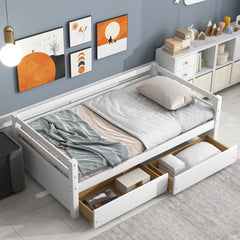 HAOYYE White Daybed with Two Storage Drawers, Sturdy Space-Saving Modern Design, Heavy Duty Construction, Easy Assembly for Adults and Dorm Rooms