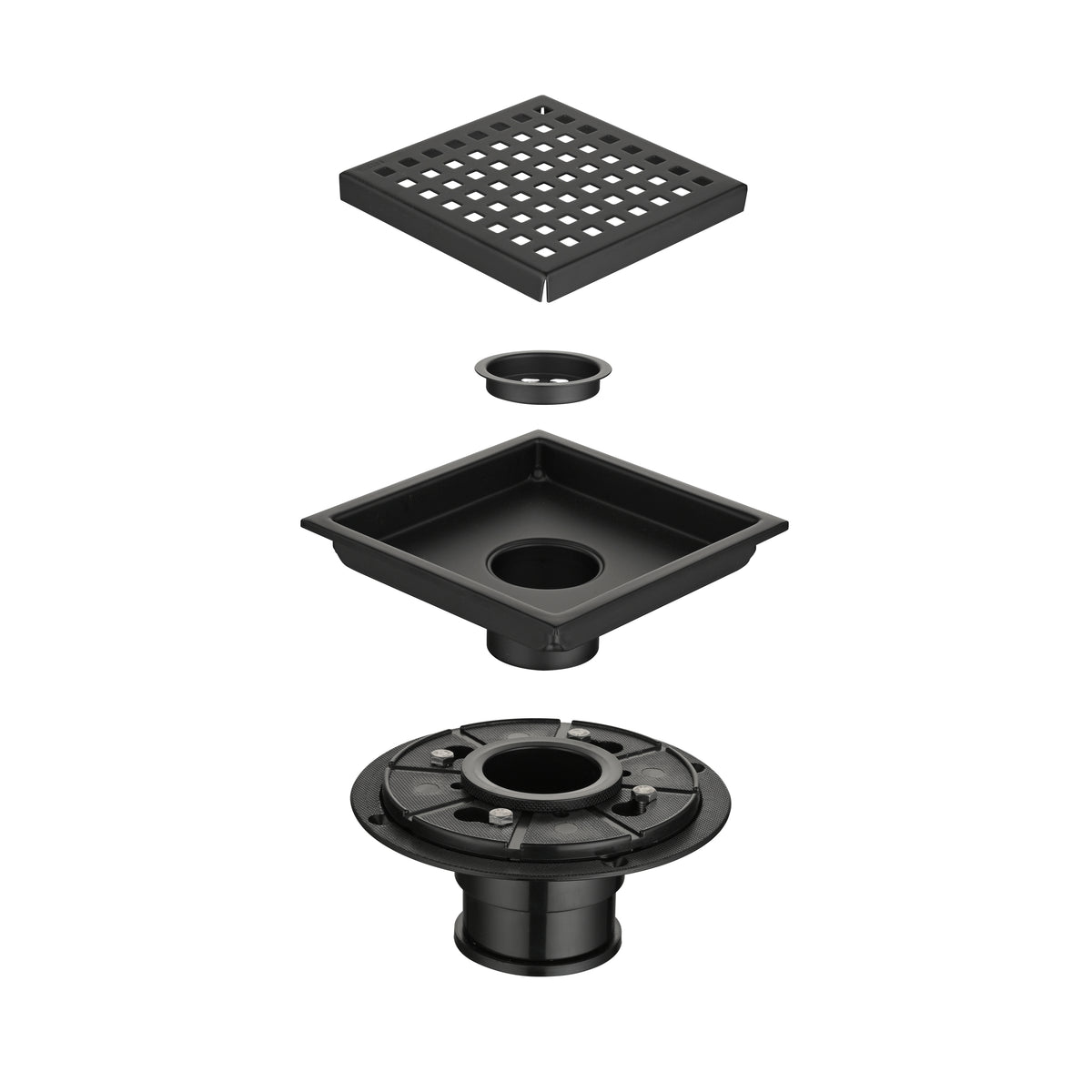 HAOYYE 6 Inch Square Shower Floor Drain Square Shower Floor Drain with Flange,Pattern Grate Removable,Food-Grade SUS 304 Stainless Steel Sturdy Space-Saving Heavy Duty Modern Design Adults Dorm Room