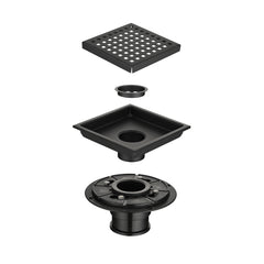 HAOYYE 6 Inch Square Shower Floor Drain Square Shower Floor Drain with Flange,Pattern Grate Removable,Food-Grade SUS 304 Stainless Steel Sturdy Space-Saving Heavy Duty Modern Design Adults Dorm Room
