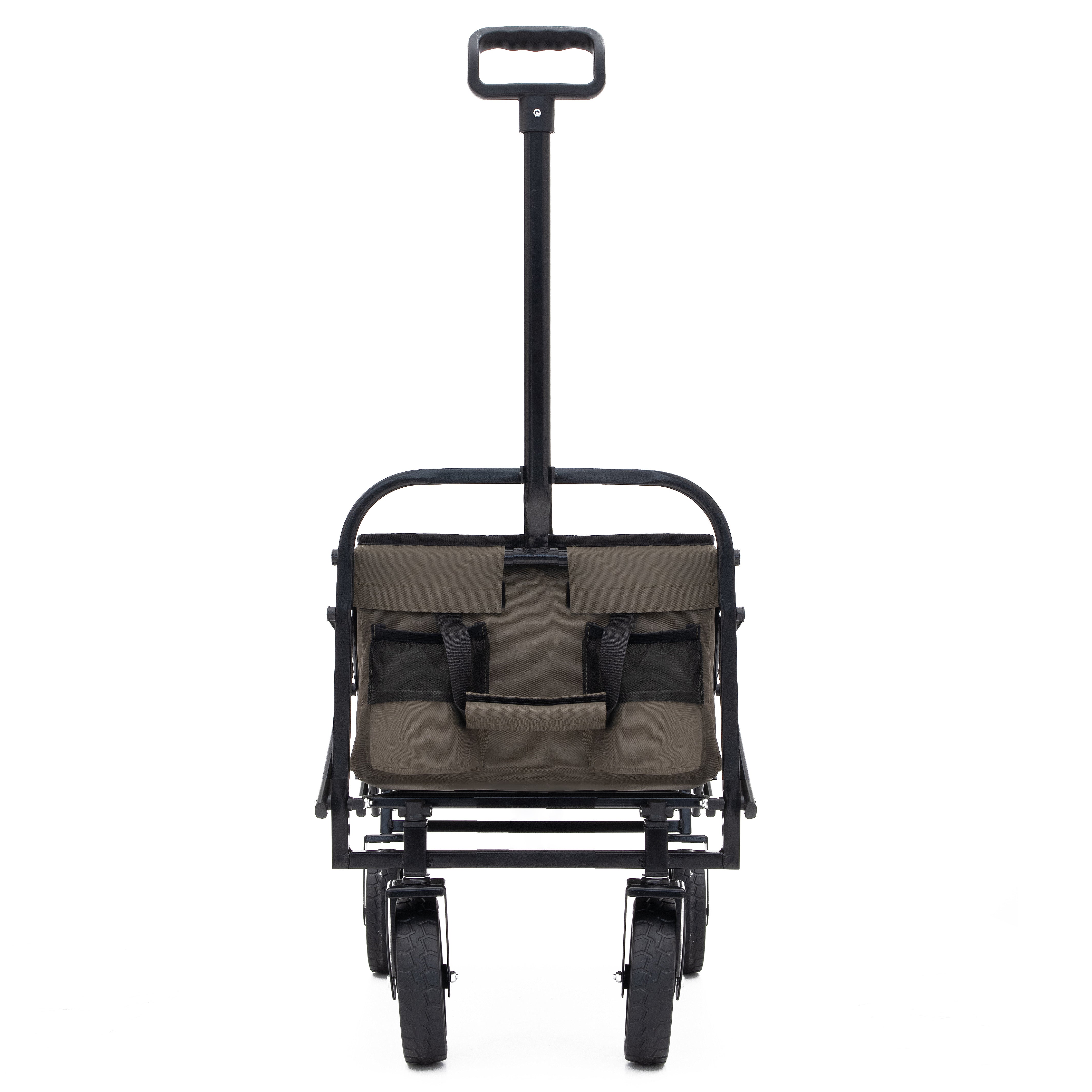 HAOYYE Multi-Use Collapsible Foldable Wagon Cart with Heavy Duty Frame, Utility Wagon for Camping and Grocery Shopping, Includes 3-Piece Plastic Liner Bag and Cover, Durable Beach Cart in Olive Green