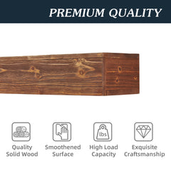HAOYYE 48" Rustic Wood Fireplace Mantel , Wall-Mounted & Floating Shelf for Home Decor Sturdy Space-Saving Heavy Duty Modern Design Adults Dorm Room Easy Assembly Bedroom Furniture