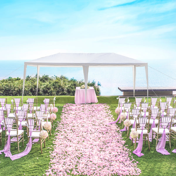 HAOYYE 10x20ft White Outdoor Party Tent Waterproof PE Canopy with Heavy Duty Iron Frame, Threaded Pipes for Backyard Wedding Event Picnic Shelter