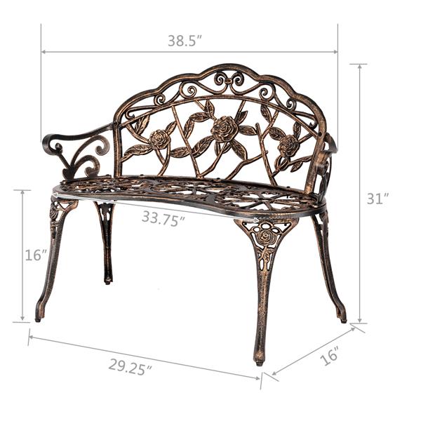 HAOYYE Cast Aluminum Outdoor Courtyard Decoration Park Leisure Rose Chair, Durable and Elegant Garden Chair with Rose Design, Perfect for Patio, Porch, or Garden, Comfortable and Stylish Seating