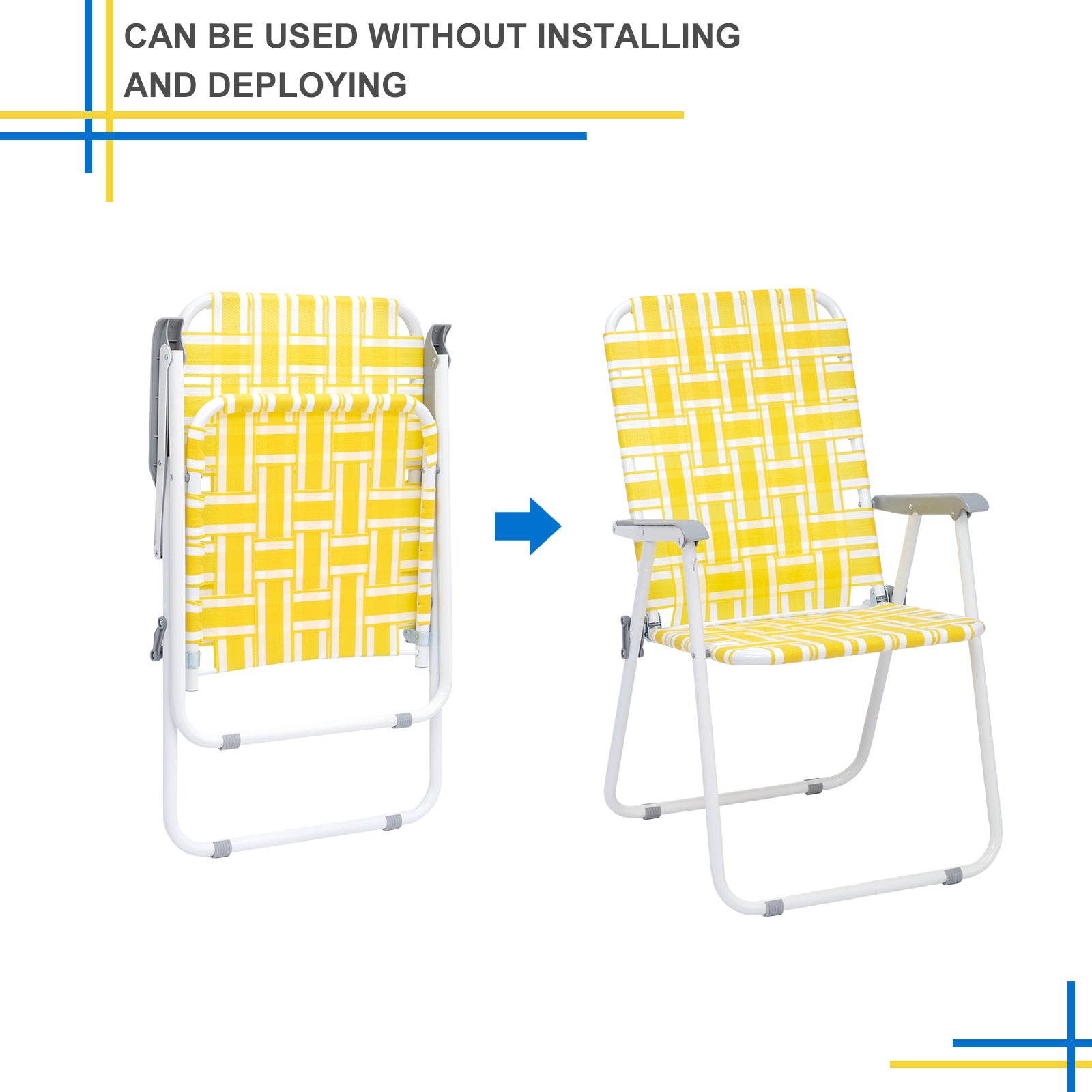 HAOYYE 2pcs Folding Beach Chairs, Steel Tube PP Webbing, Lightweight and Comfortable Chairs for Outdoor Relaxation, Ideal for Beach, Picnic, Camping, and Outdoor Activities