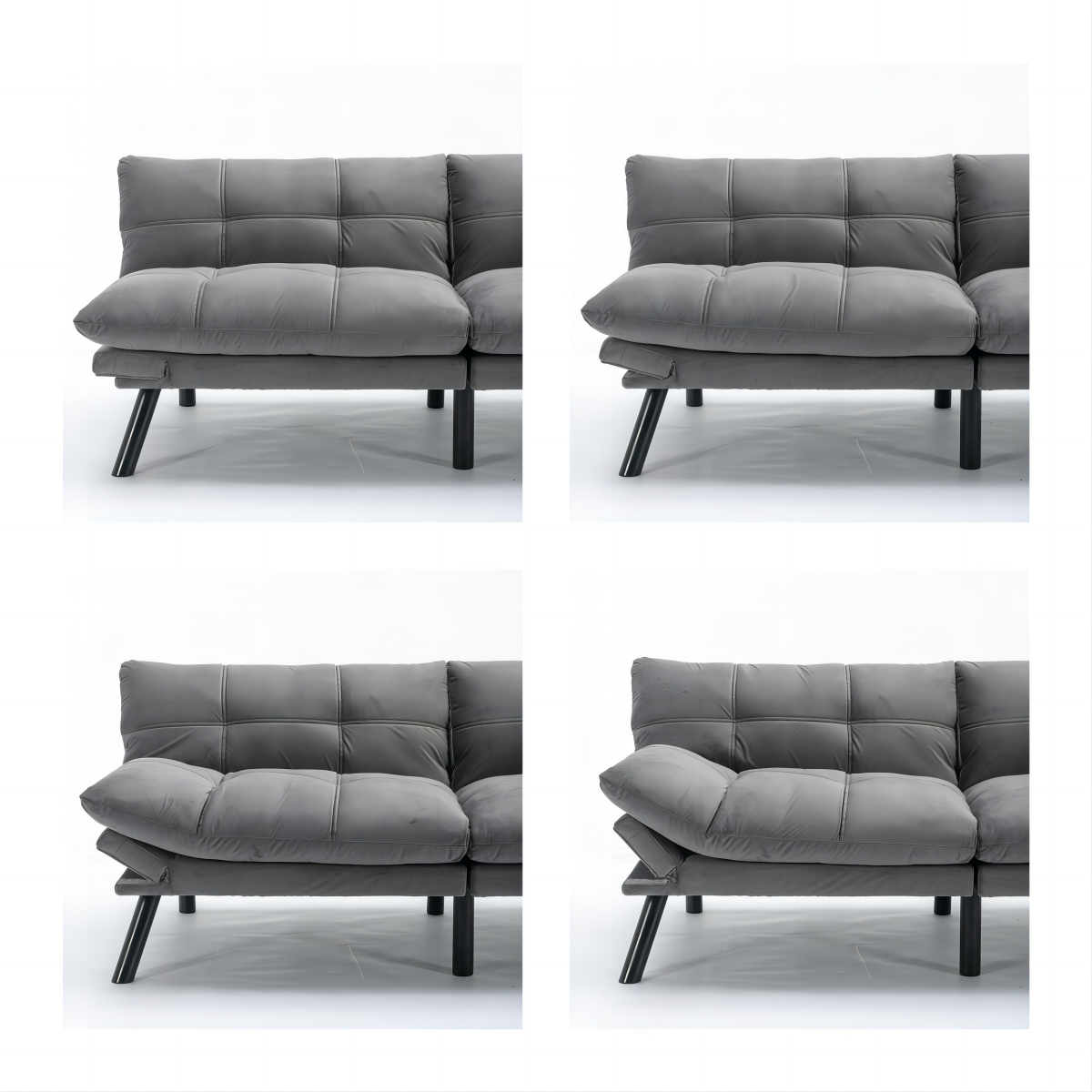 HAOYYE Light Grey Convertible Folding Modern sofa Bed Sturdy Space-Saving Heavy Duty Modern Design Adults Dorm Room Easy Assembly Bedroom Furniture