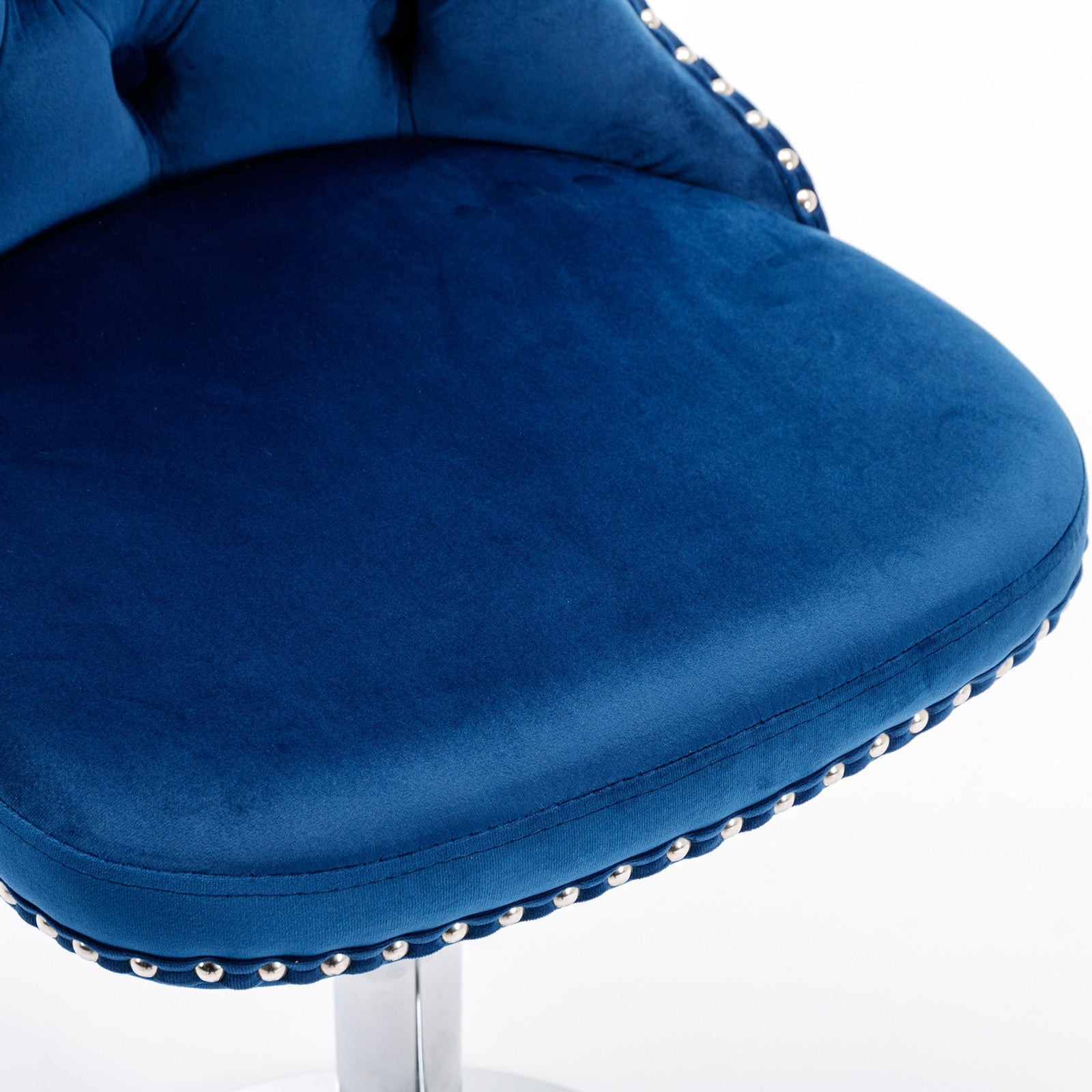 HAOYYE Swivel Velvet Barstools with Adjustable Seat Height, Modern Upholstered Bar Stools with Chrome Base and Comfortable Tufted Back for Kitchen Island and Home Pub, Set of Two, Blue