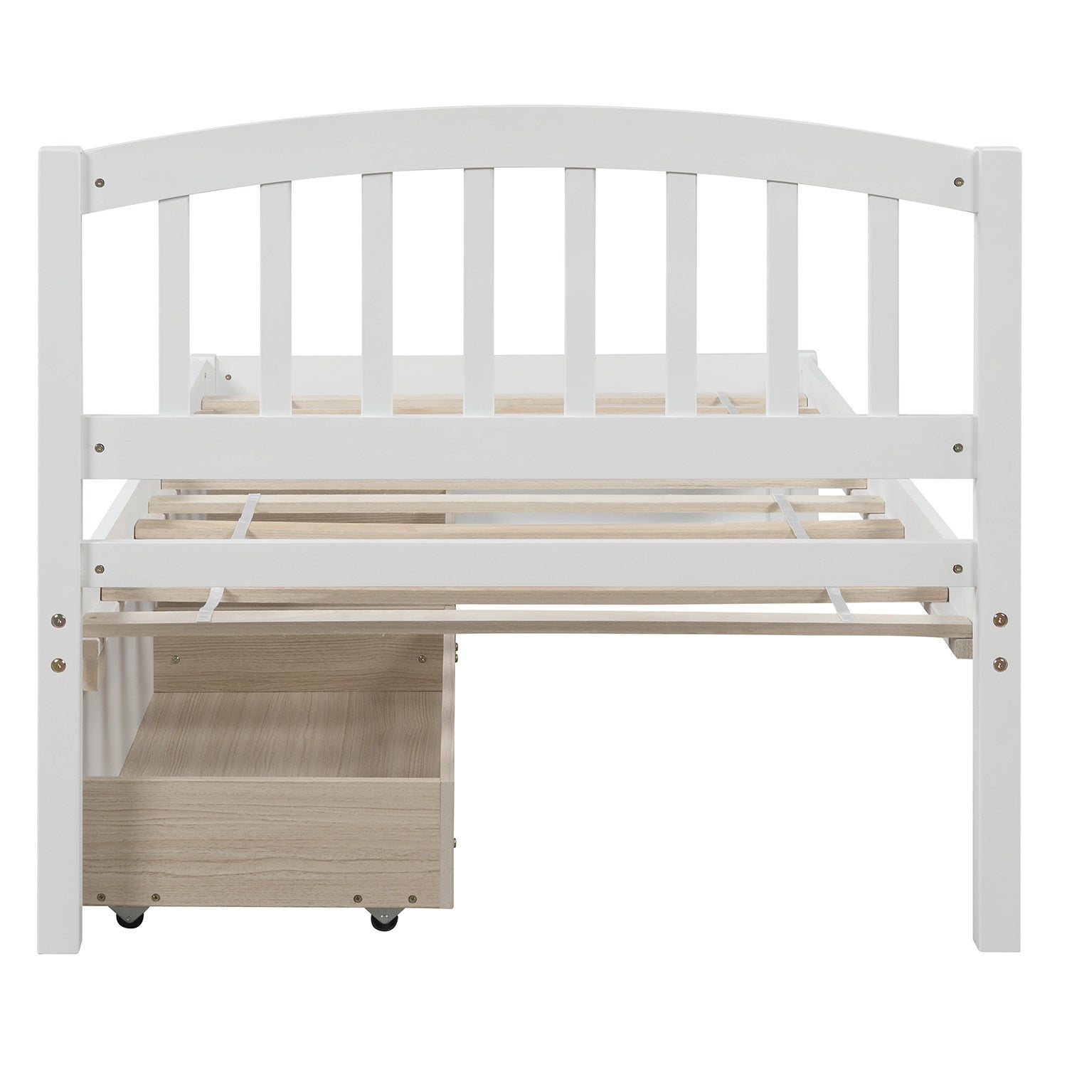 HAOYYE Twin Platform Bed Frame with Two Storage Drawers and Headboard, White, Sturdy Space-Saving Design, Heavy Duty Construction, Easy Assembly, Durable and Stylish Home Furniture