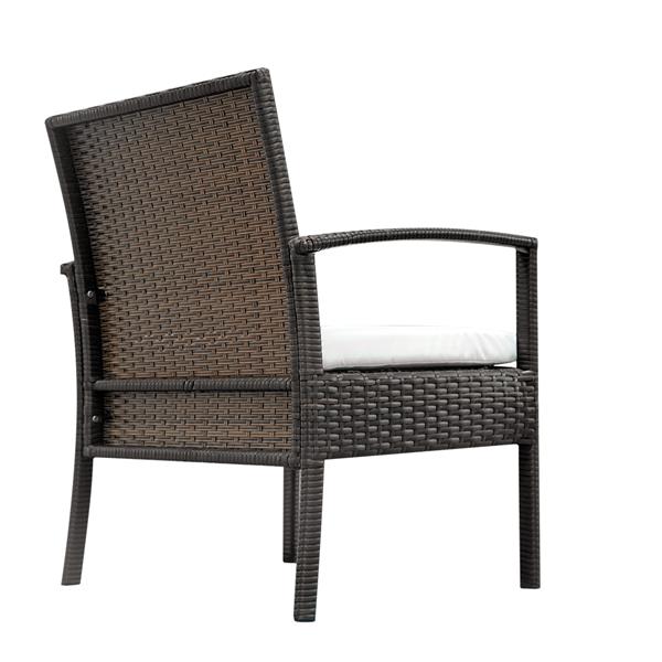 HAOYYE 3-Piece Rattan Patio Conversation Set with 2 Armchairs and Square Glass Coffee Table, PE Wicker Outdoor Sofa Set with Cushions,Porch, Backyard, Balcony