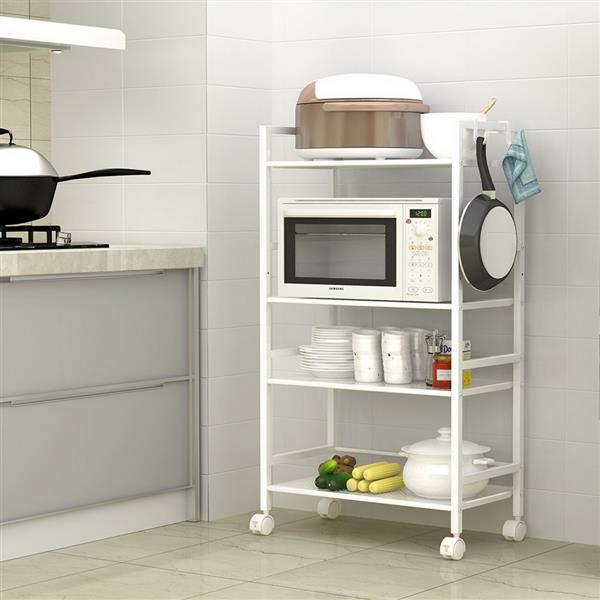 HAOYYE 4-Tier Multi-Functional Storage Cart, Widened Design in Ivory White, Premium Quality, Stylish and Versatile Home Storage Solution, Ideal for Organizing Kitchen, Bathroom, Living Room, and More, Luxury Comfort and Decorative Appeal