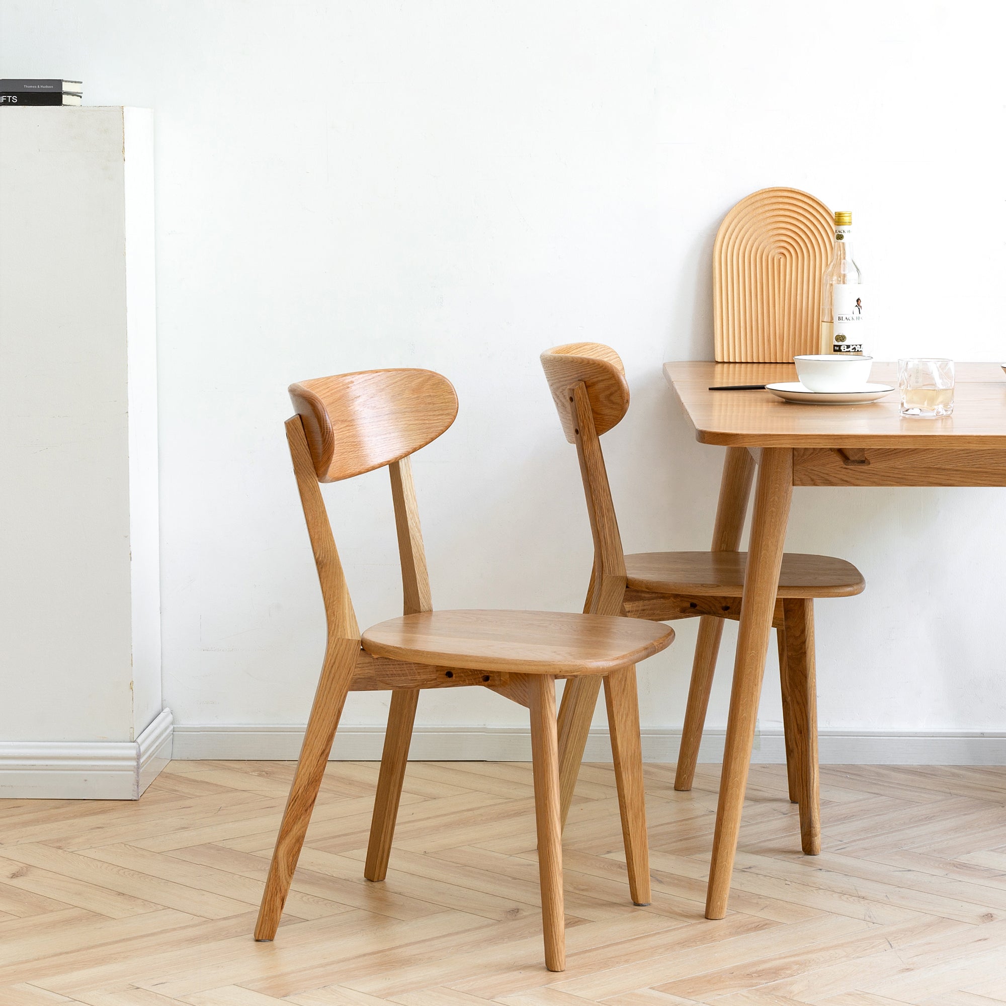 HAOYYE Dining chair wooden FAS grade oak natural wood made in North America 100% dirt-free wood chair solid chair table chair wooden living room chair simple and natural Sturdy Space-Saving