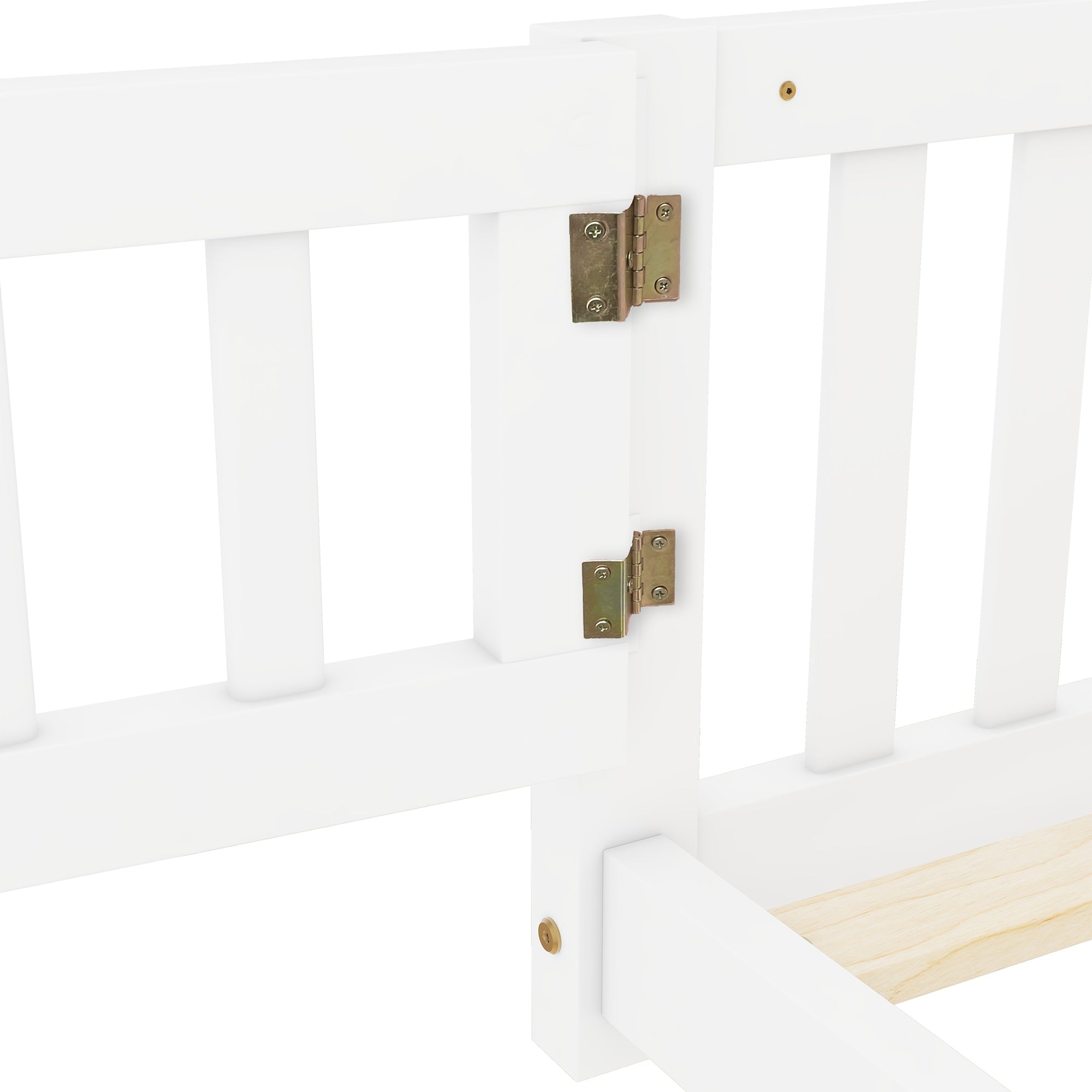 HAOYYE Queen Size Bed Floor Bed with Safety Guardrails and Door for , White(Expect Arrival Date 2024.7.26), Old SKU W158090696 Sturdy Space-Saving Heavy Duty Modern Design Adults Dorm Room Easy Assembly