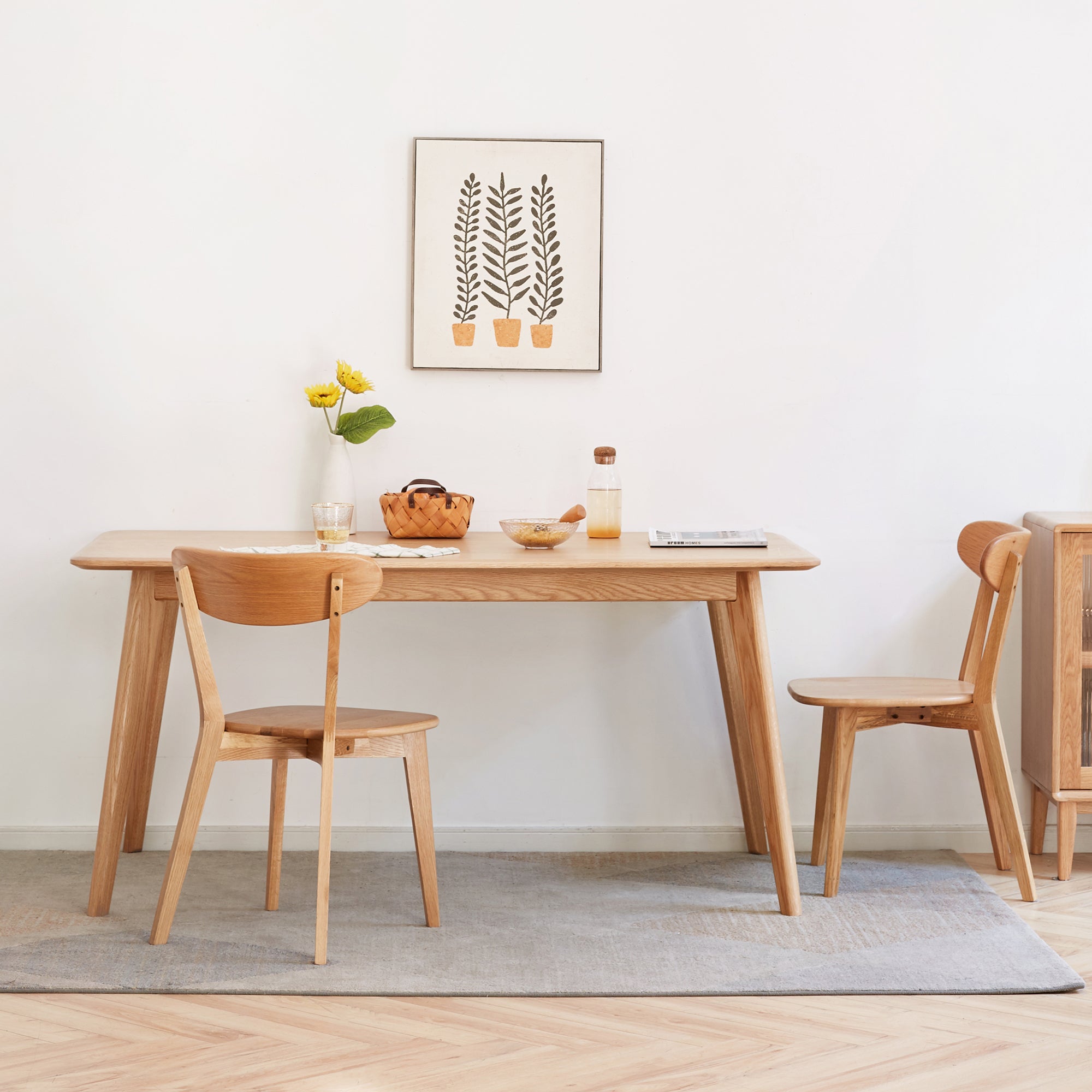HAOYYE Dining chair wooden FAS grade oak natural wood made in North America 100% dirt-free wood chair solid chair table chair wooden living room chair simple and natural Sturdy Space-Saving