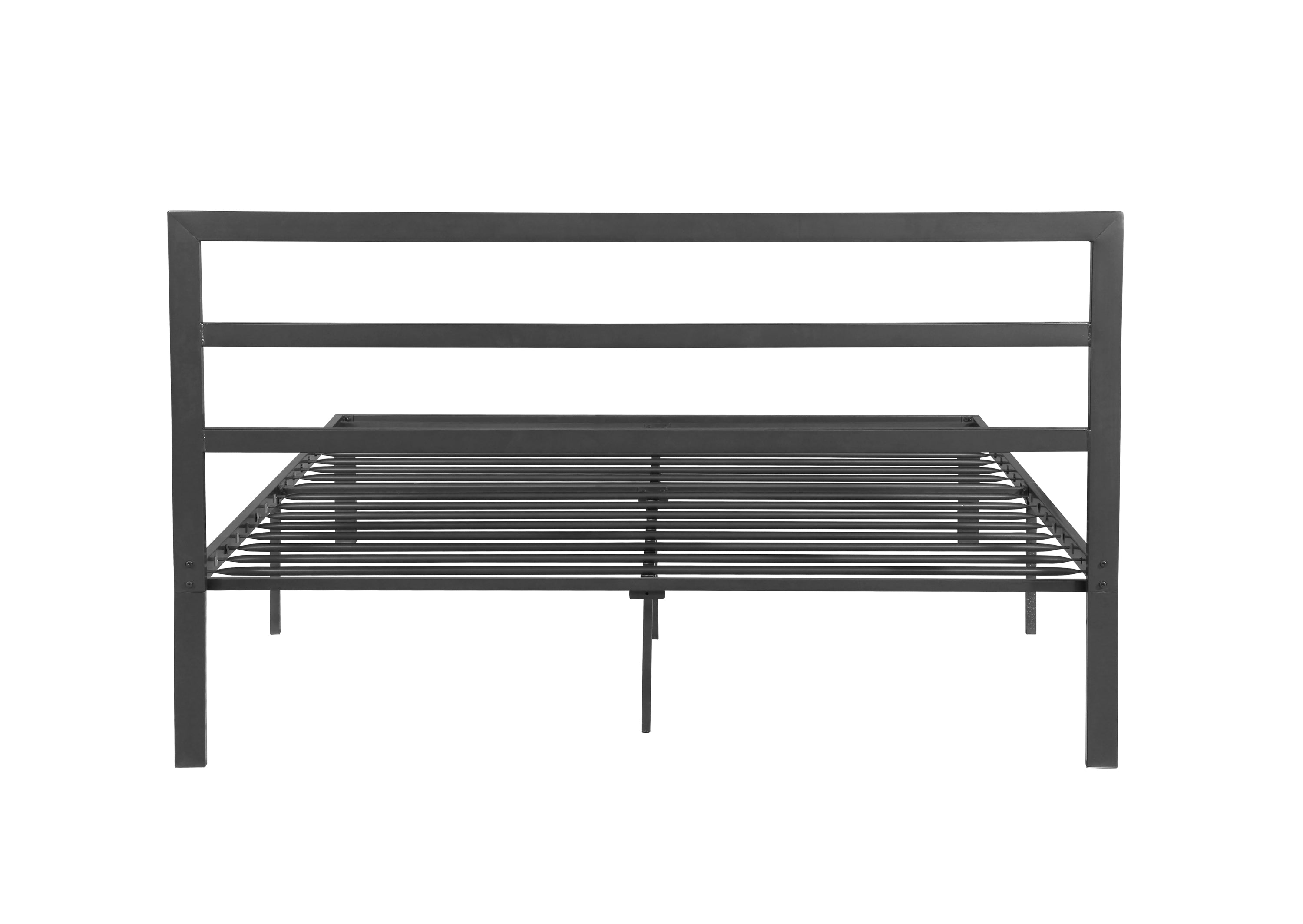 HAOYYE Queen Size Metal Bed Frame with Headboard Charcoal Grey Sturdy Space-Saving Heavy Duty Modern Design Easy Assembly Durable Stylish Home Furniture Versatile