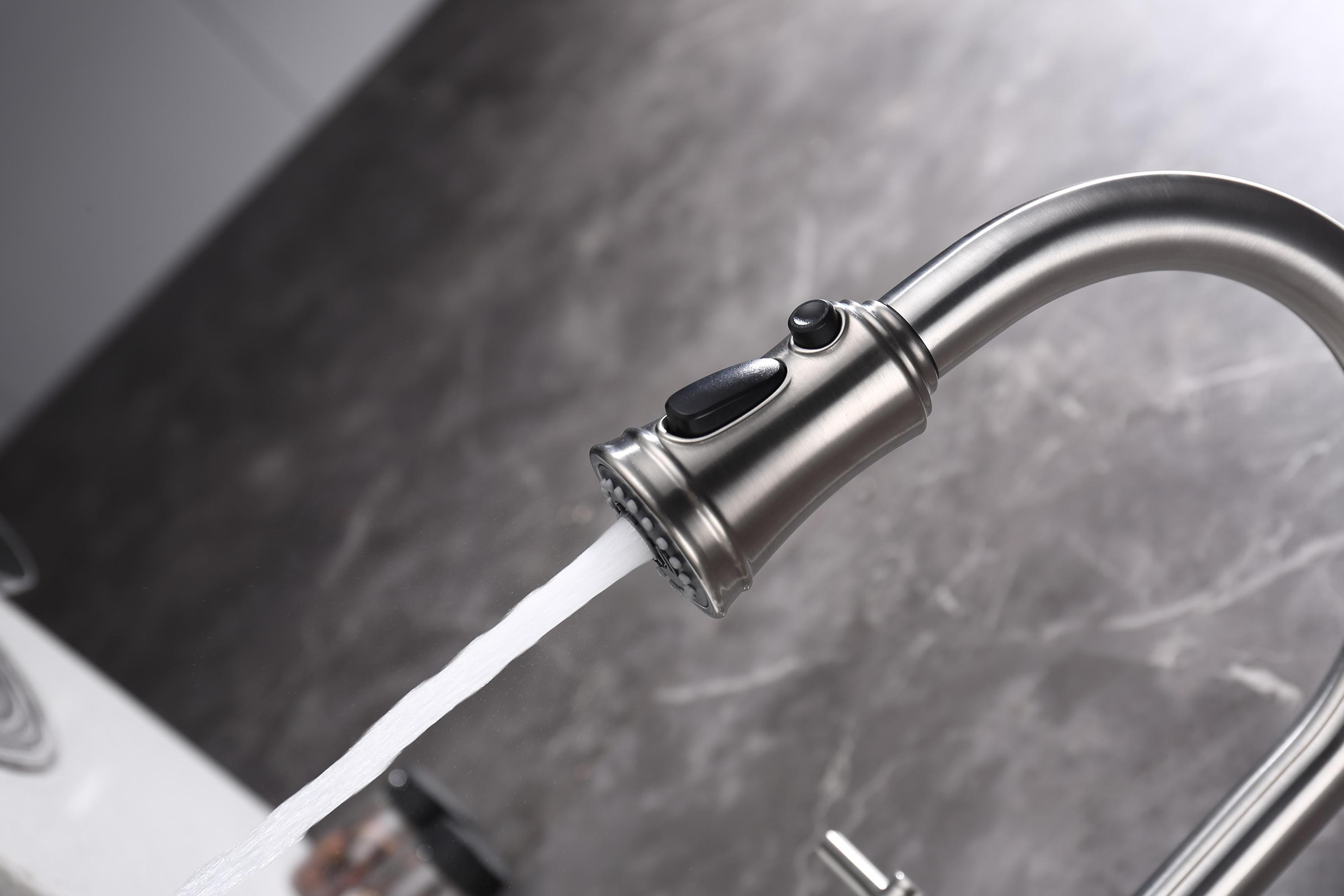 HAOYYE Bridge Kitchen Faucet with Pull-Down Sprayhead in Spot Sturdy Space-Saving Heavy Duty Modern Design Adults Dorm Room Easy Assembly Bedroom Furniture
