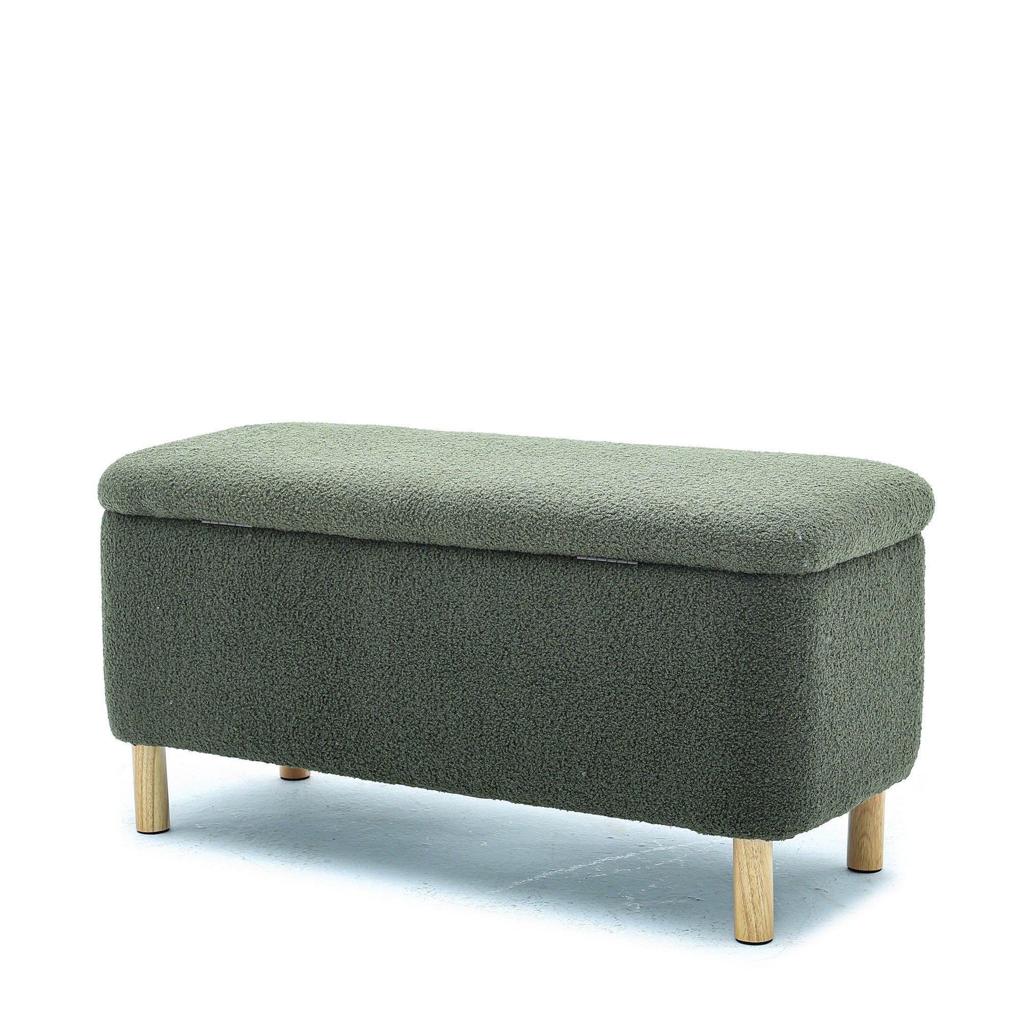 HAOYYE Basics Upholstered Storage Ottoman and Entryway Bench GREEN Sturdy Space-Saving Heavy Duty Modern Design Adults Dorm Room Easy Assembly Bedroom Furniture