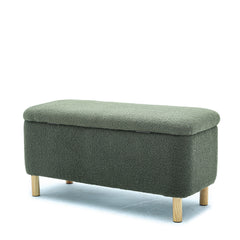 HAOYYE Basics Upholstered Storage Ottoman and Entryway Bench GREEN Sturdy Space-Saving Heavy Duty Modern Design Adults Dorm Room Easy Assembly Bedroom Furniture