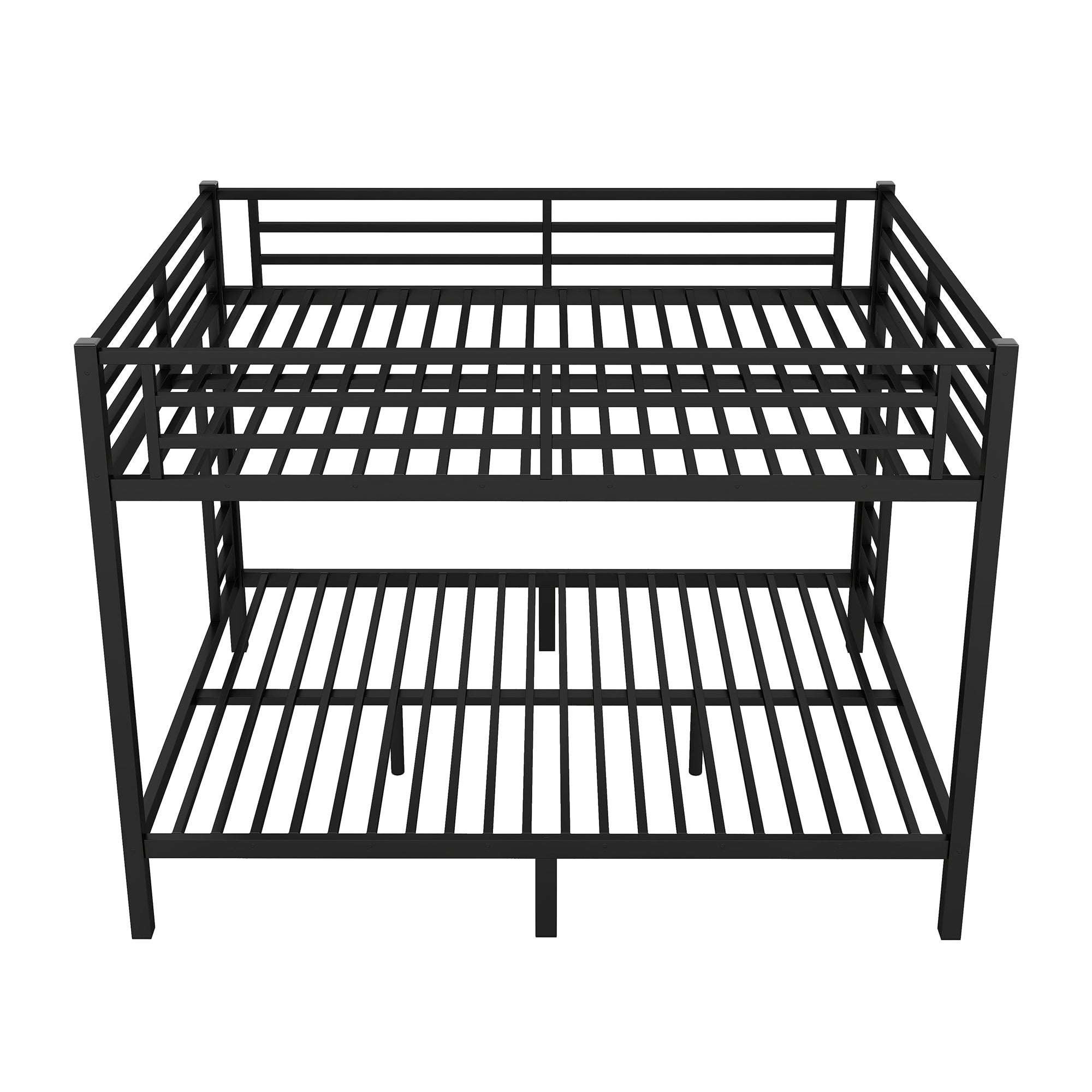 HAOYYE Metal Queen over Queen Bunk Bed for Teens and Adults,Space-Saving/Noise Reduced/No Box Spring Needed, Black Sturdy Heavy Duty Modern Design Dorm Room Easy Assembly Bedroom Furniture