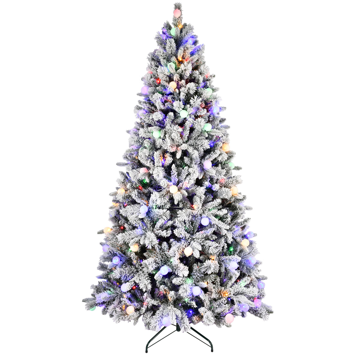 HAOYYE Artificial Flock Christmas Tree with PE/PVC Mixed Branch Tips, Hinged Premium Design and Foldable Base for Easy Assembly and Storage, Safe and Stable Indoor Holiday Decoration
