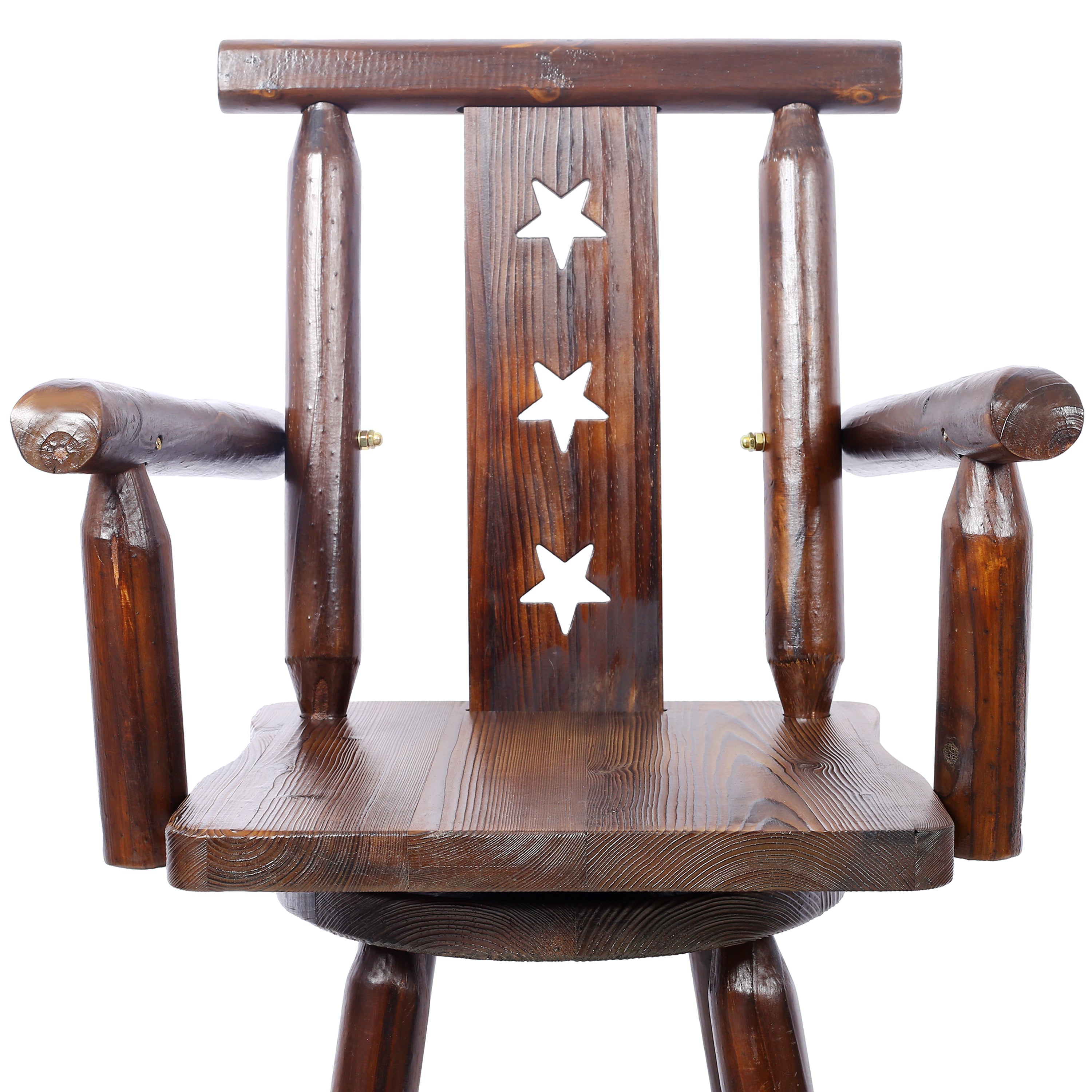 HAOYYE Rustic Bar Stool - Fir Wood Construction, Chair withDecorative Star Backrest, Footrest,Wide Armrest, Rustic Kitchen Stool, Tall Bistro Chair for Dining Room, Restaurant, Pub, 4-Foot,brown color Sturdy