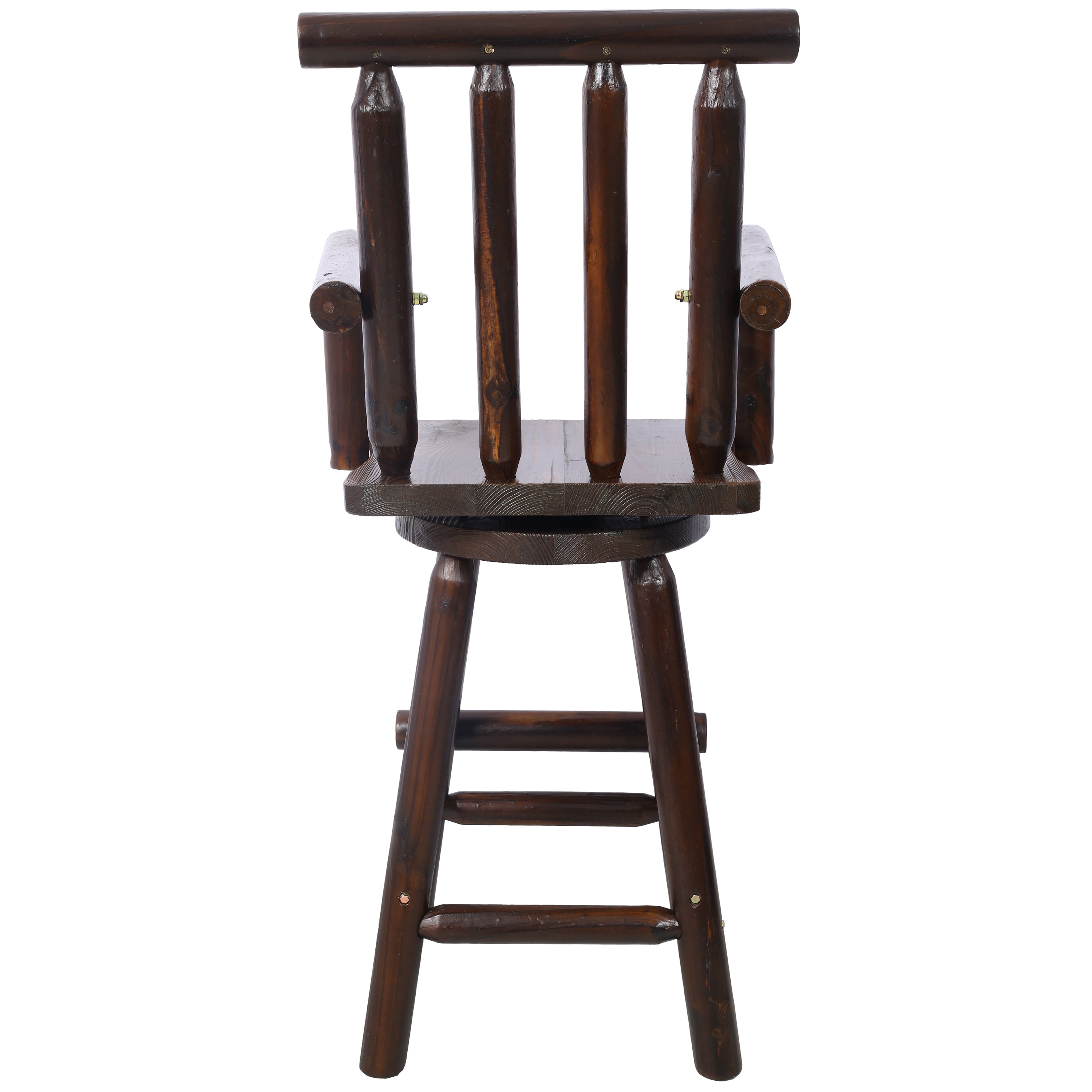 HAOYYE Rustic Bar Stool - Fir Wood Construction, Chair with Footrest,Wide Armrest, Rustic Kitchen Stool, Tall Bistro Chair for Dining Room, Restaurant, Pub, 4-Foot,brown color Sturdy Space-Saving Heavy Duty