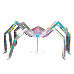 HAOYYE 3 FT Halloween Decorations Light Up Spider, Outdoor Pre-Lit Iridescent Spider with 340 LED Lights, Weather-Resistant Halloween Yard, Porch, Lawn, Garden, and Party Decoration