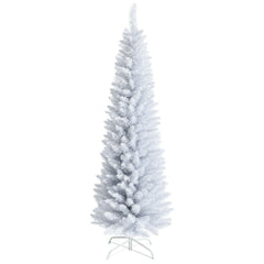 HAOYYE White Artificial Christmas Pencil Tree with Lifelike Branches and Dense Foliage Slim Holiday Decoration for Home Office Party Indoor Display with Folding Metal Stand Easy Assembly and Reusable