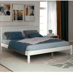 HAOYYE Platform Bed Frame with Headboard , Wood Slat Support , No Box Spring Needed ,Full,White(OLD SKU:WF191419AAK) Sturdy Space-Saving Heavy Duty Modern Design Easy Assembly Durable Stylish Home Furniture