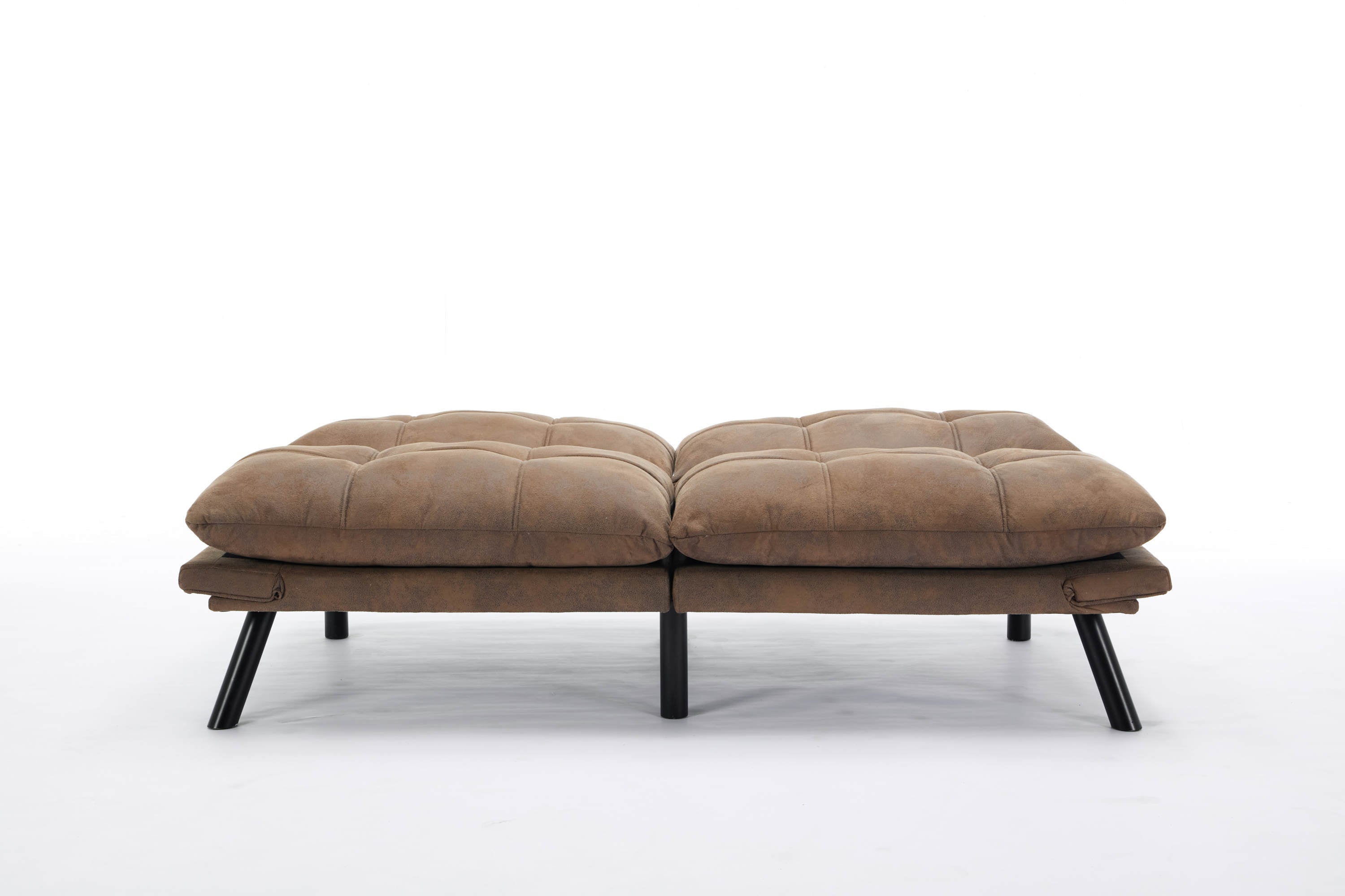 HAOYYE Leather Feel Brown Convertible Folding Sofa Bed, Sturdy Space-Saving Heavy Duty Modern Design for Adults Dorm Room Easy Assembly Bedroom Furniture