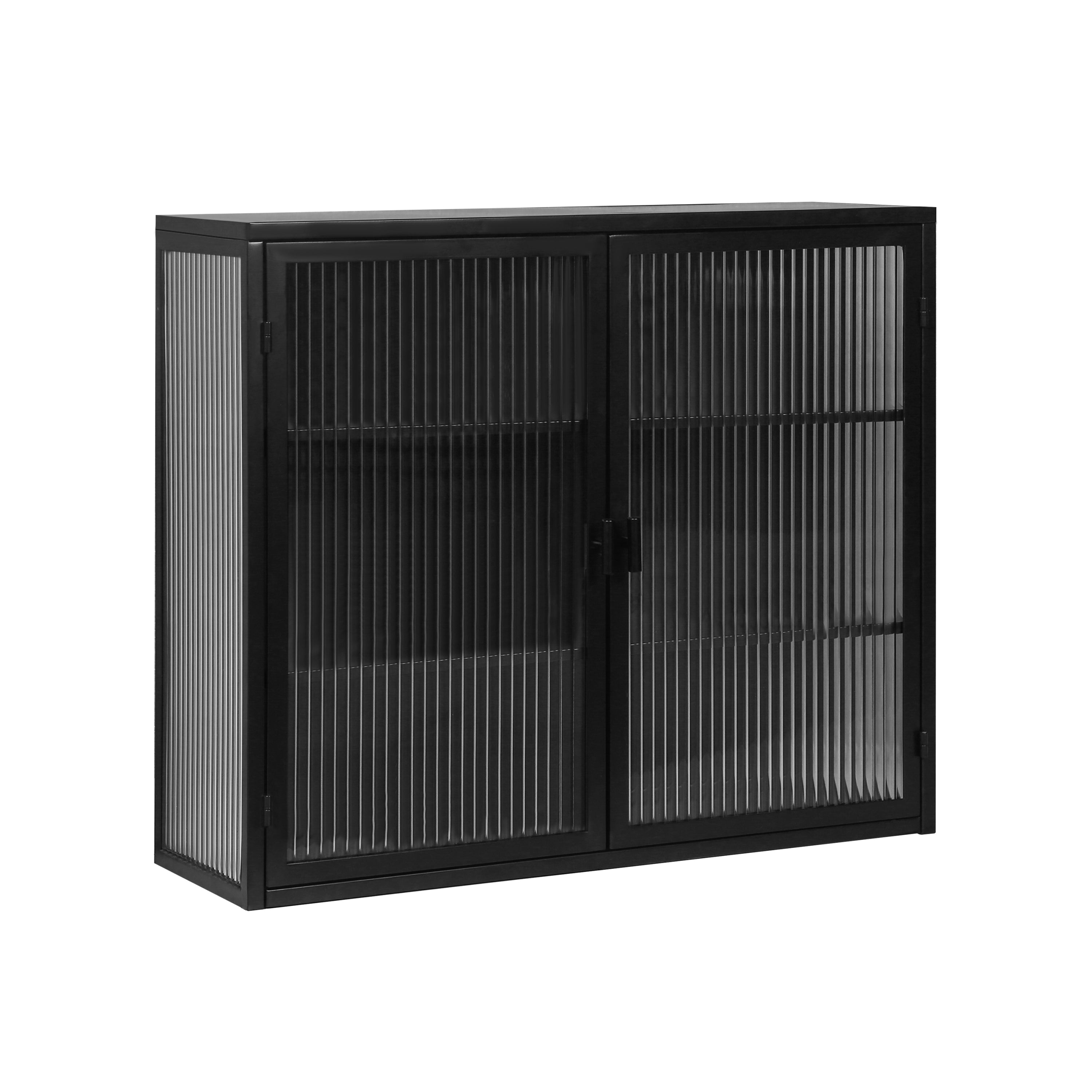 HAOYYE 27.56"Glass Doors Modern Two-door Wall Cabinet with Featuring Three-tier Storage for Entryway Living Room Bathroom Dining Room,Black Sturdy Space-Saving Heavy Duty Modern Design Adults Dorm Room