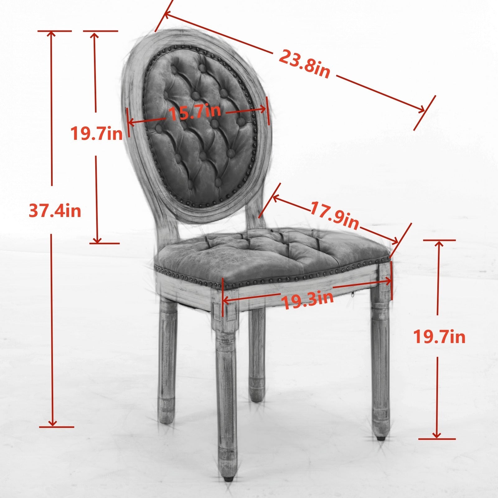 HAOYYE French Style Solid Wood Frame Antique Painting,Hand-pulled buckle decoration PU artificial leather Dining Chair with Nailhead Trim ,Wood Legs,Density Foam,Steel Spring inner,Set of 2,Orange,SW1839OG