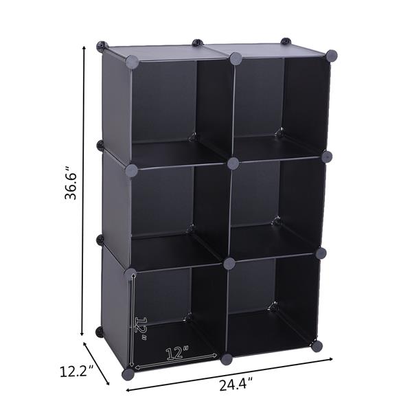 HAOYYE Cube Storage 6-Cube Closet Organizer Shelves for DIY Closet Cabinet, Black Durable Space-Saving Storage Solution, Modern Design, Versatile Use, Premium Quality, Stylish and Functional Organizer for Home or Office