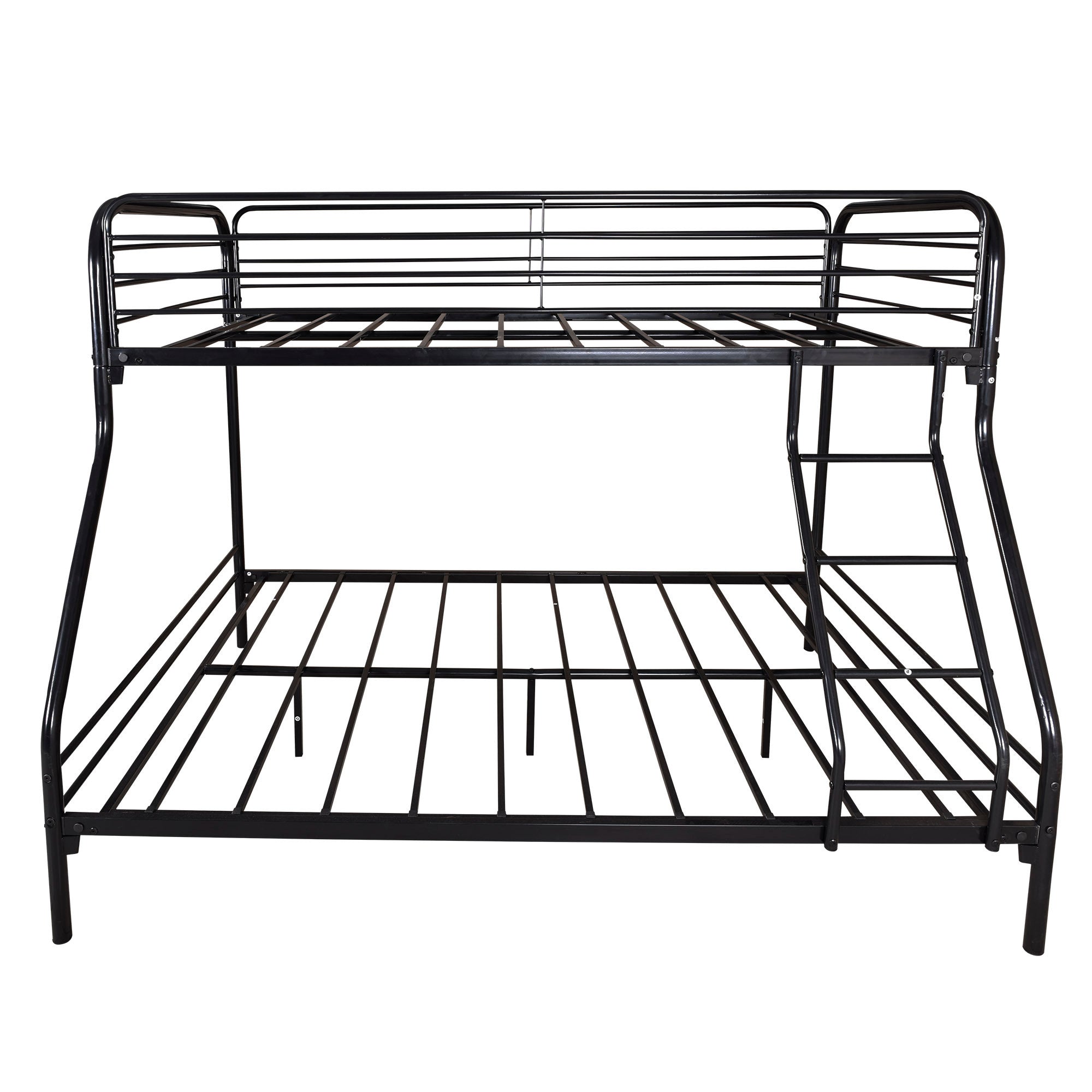 HAOYYE Heavy Duty Twin-Over-Full Metal Bunk Bed, Easy Assembly with Enhanced Upper-Level Guardrail, Black Sturdy Space-Saving Modern Design Adults Dorm Room Bedroom Furniture
